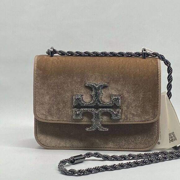 Tory Burch Eleanor Velvet Pavé Logo Small Convertible Shoulder Bag - Picture 4 of 16